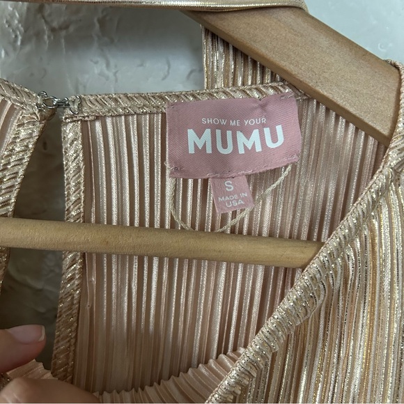 Show Me Your MuMu Sarah Midi Dress Gold Pleat - Picture 6 of 8